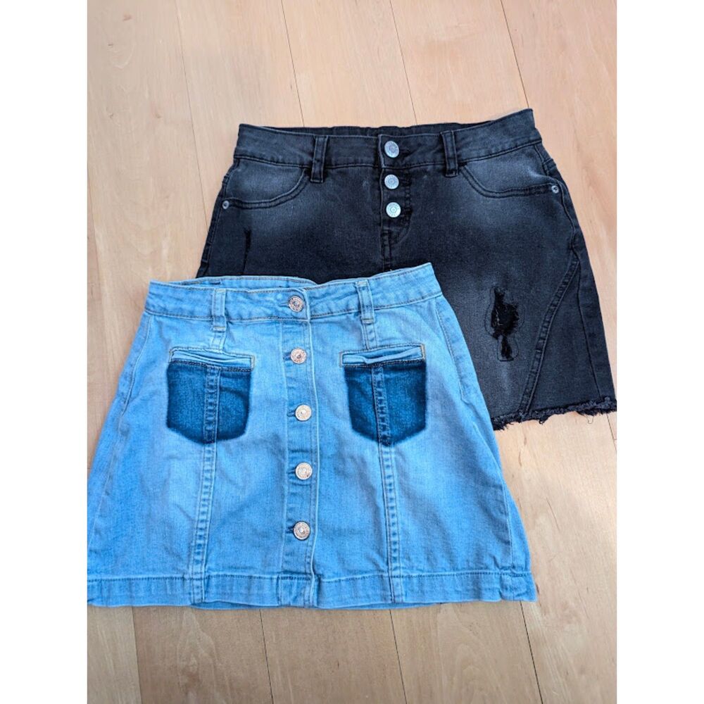 Bundle Lot Denim Jean Skirts Stretch Girls Sz 12